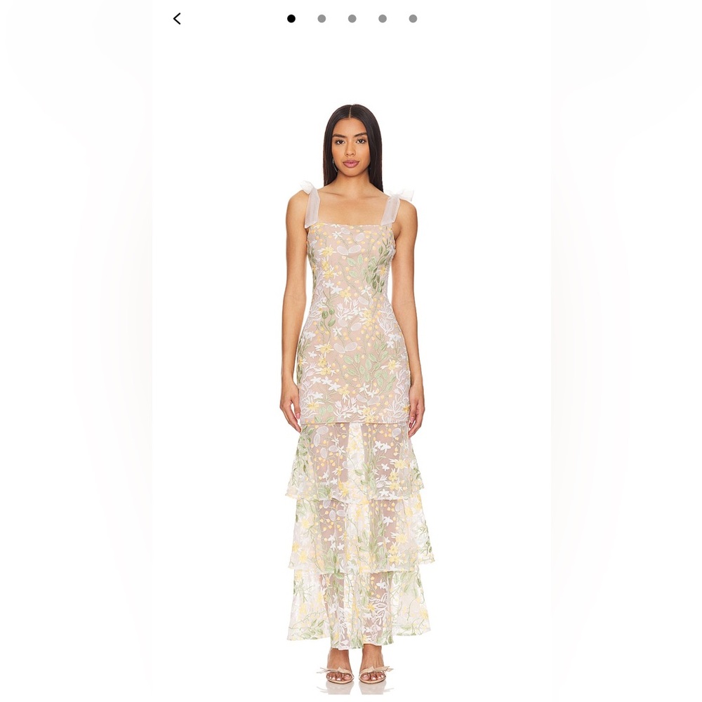 Elliatt Floral Maxi Dress in Green and White
